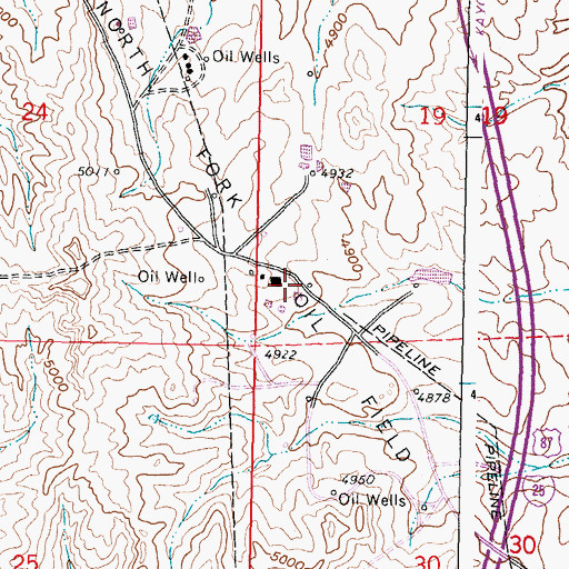 Topographic Map of North Fork Oil Field, WY