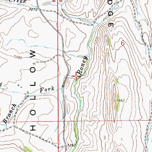 Topographic Map of North Fork Roney Creek, WY