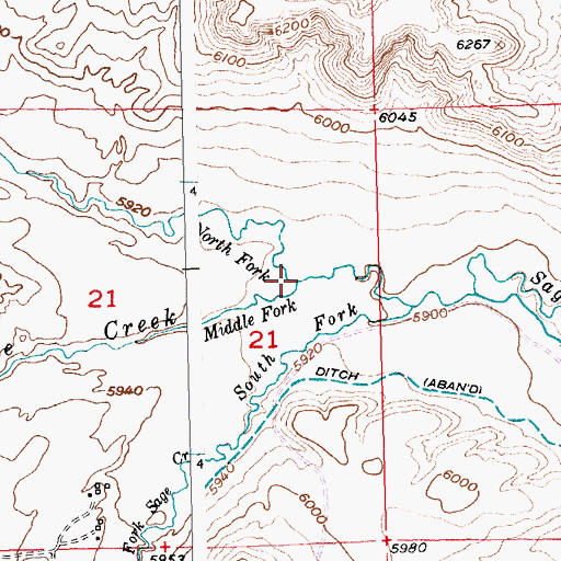Topographic Map of North Fork Sage Creek, WY