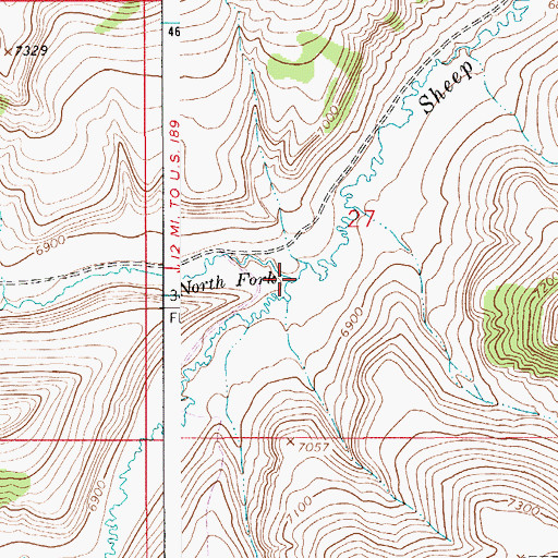 Topographic Map of North Fork Sheep Creek, WY