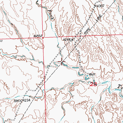 Topographic Map of North Fork Tenmile Creek, WY