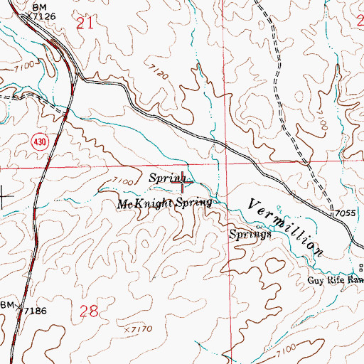 Topographic Map of North Fork Vermillion Creek, WY