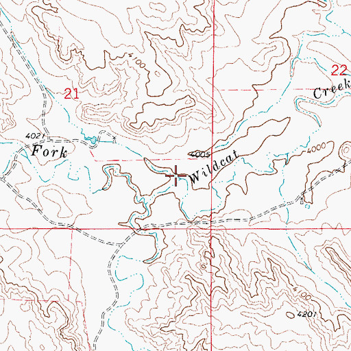 Topographic Map of North Fork Wildcat Creek, WY