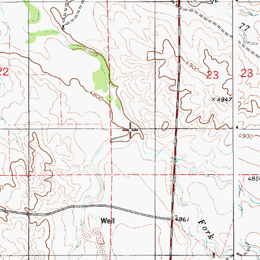 Topographic Map of North Fork Wyatte Creek, WY