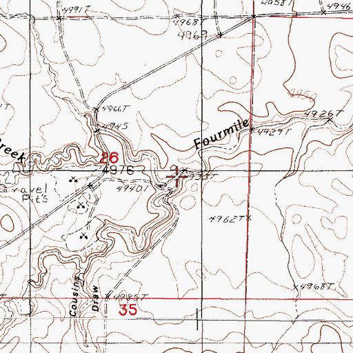 Topographic Map of North Fourmile Creek, WY
