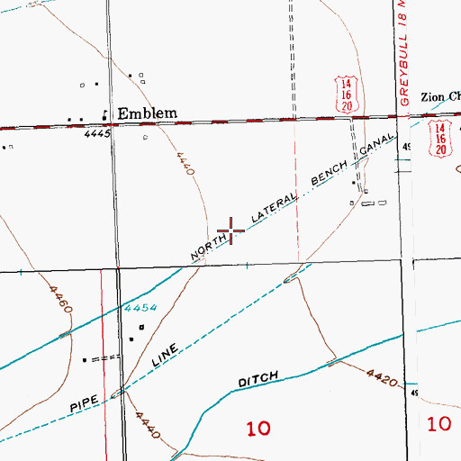 Topographic Map of North Lateral Bench Canal, WY