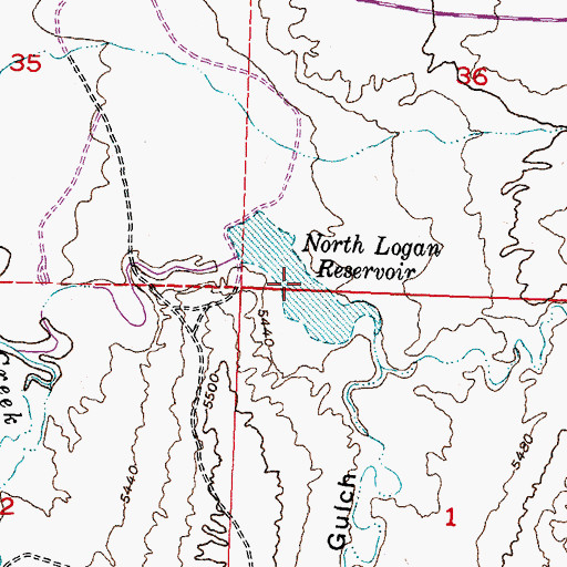 Topographic Map of North Logan Reservoir, WY