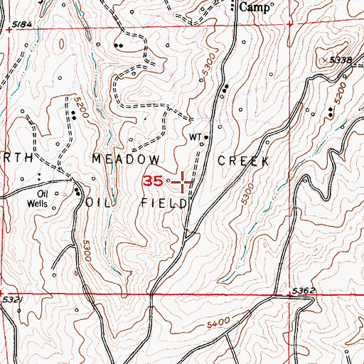Topographic Map of North Meadow Creek Oil Field, WY