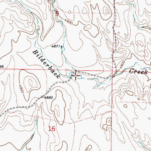 Topographic Map of North Prong Bilderback Creek, WY