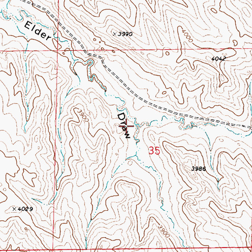 Topographic Map of North Prong Box Elder Draw, WY