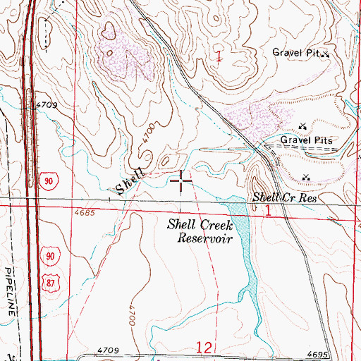 Topographic Map of North Prong Shell Creek, WY