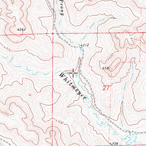 Topographic Map of North Prong Whitmeyer Creek, WY