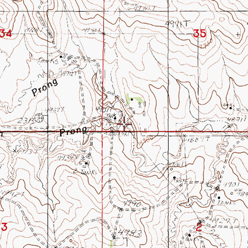 Topographic Map of North Prong Wild Horse Creek, WY