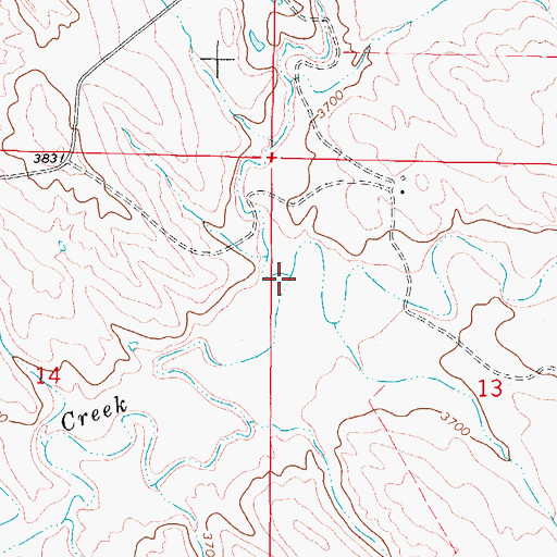 Topographic Map of North Prong Wild Horse Creek, WY