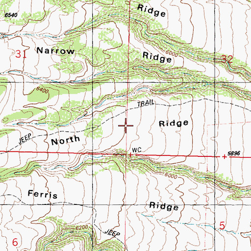 Topographic Map of North Ridge, WY