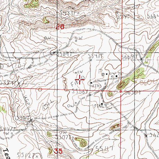 Topographic Map of North Sage Spring Creek Oil Field, WY