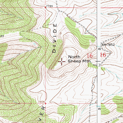 Topographic Map of North Sheep Mountain, WY