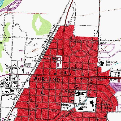 Topographic Map of North Side School, WY