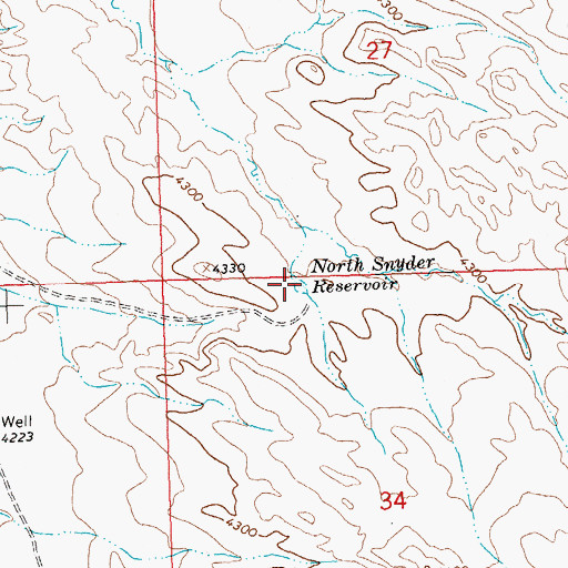 Topographic Map of North Snyder Reservoir, WY