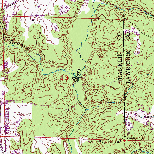 Topographic Map of Boiler Branch, AL