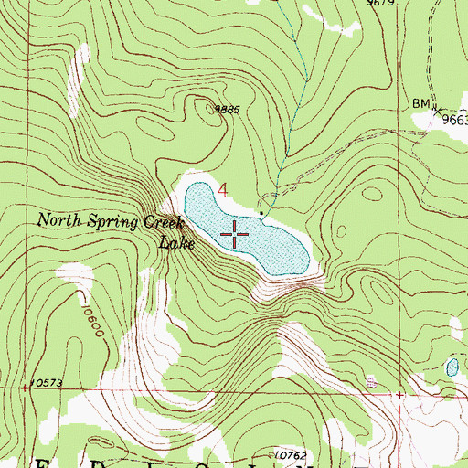 Topographic Map of North Spring Creek Lake, WY