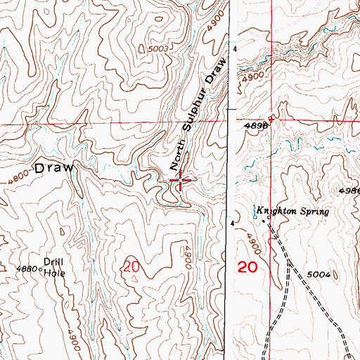 Topographic Map of North Sulphur Draw, WY
