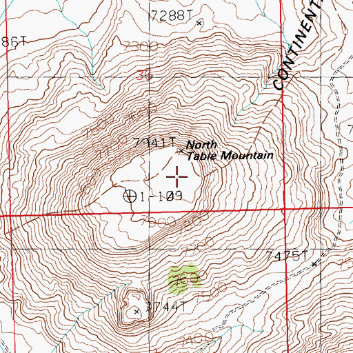 Topographic Map of North Table Mountain, WY
