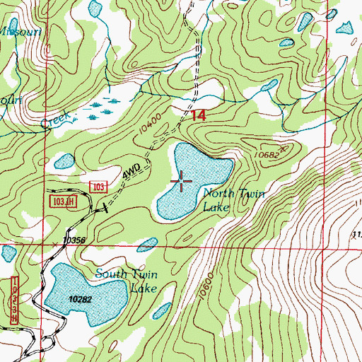Topographic Map of North Twin Lake, WY