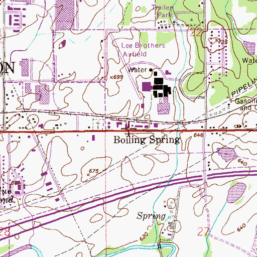 Topographic Map of Boiling Spring, AL