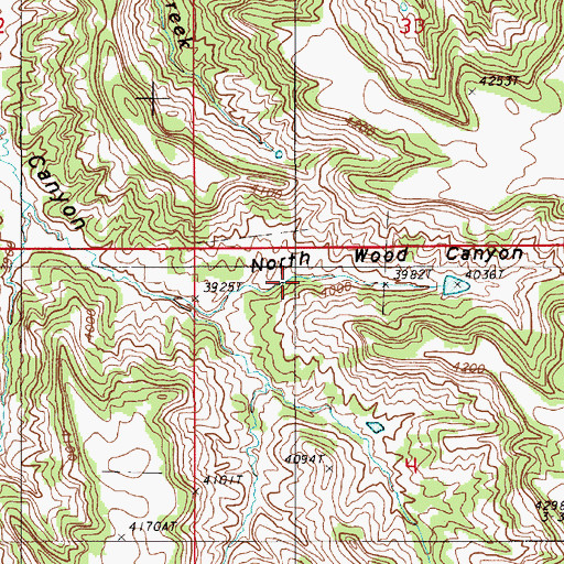Topographic Map of North Wood Canyon, WY