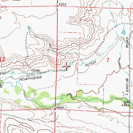 Topographic Map of Northside Ditch, WY