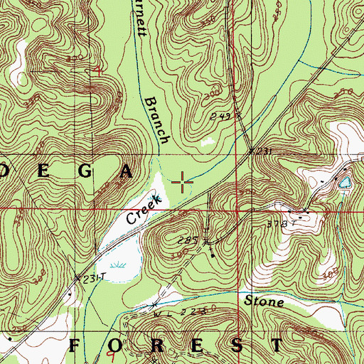 Topographic Map of Barnett Branch, AL