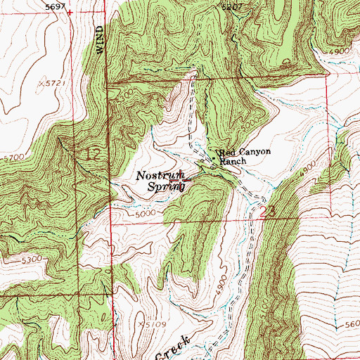 Topographic Map of Nostrum Spring, WY