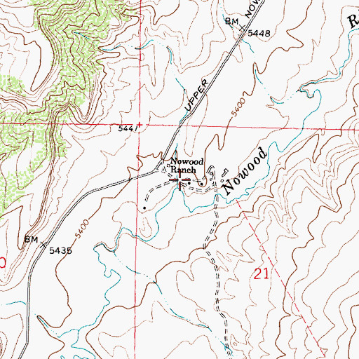 Topographic Map of Nowood Ranch, WY