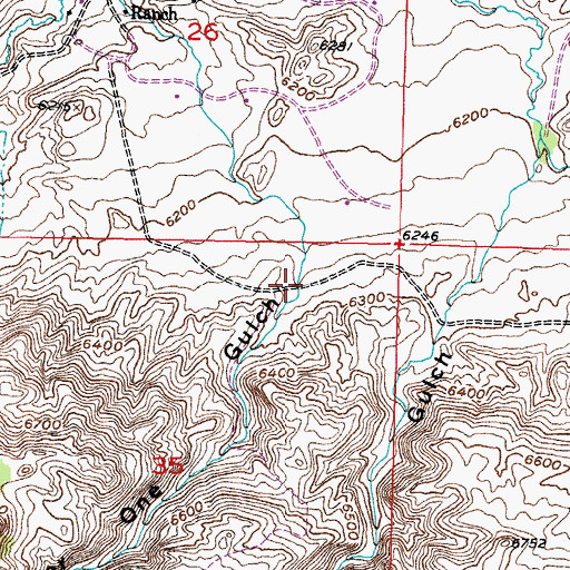 Topographic Map of Number One Gulch, WY