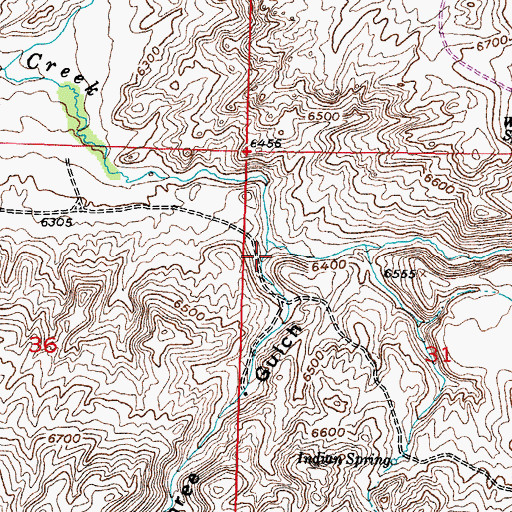 Topographic Map of Number Three Gulch, WY