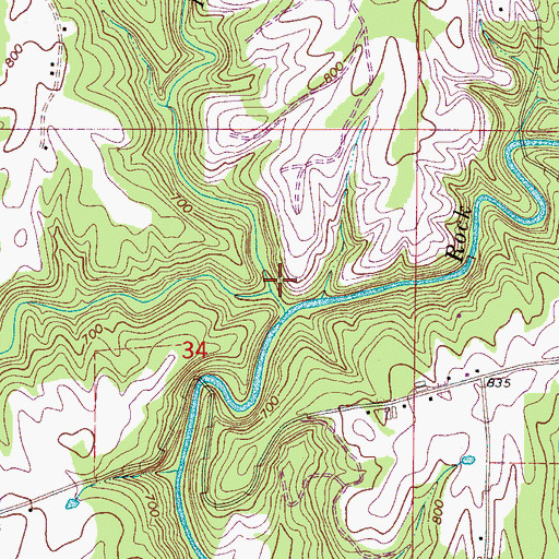 Topographic Map of Boone Creek, AL