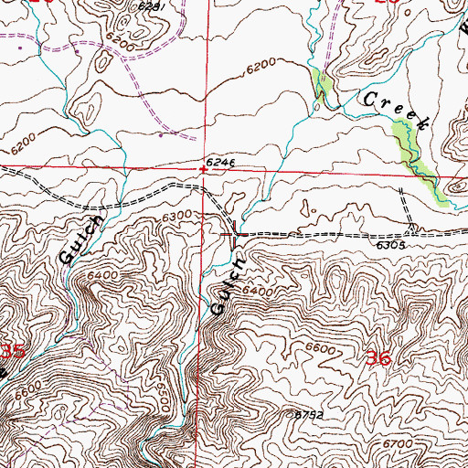 Topographic Map of Number Two Gulch, WY