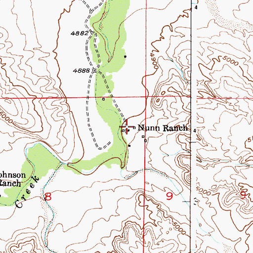 Topographic Map of Nunn Ranch, WY
