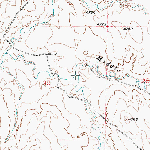 Topographic Map of Nut Creek, WY
