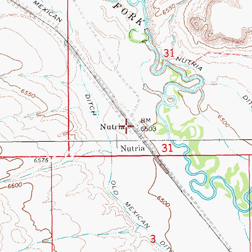 Topographic Map of Nutria, WY