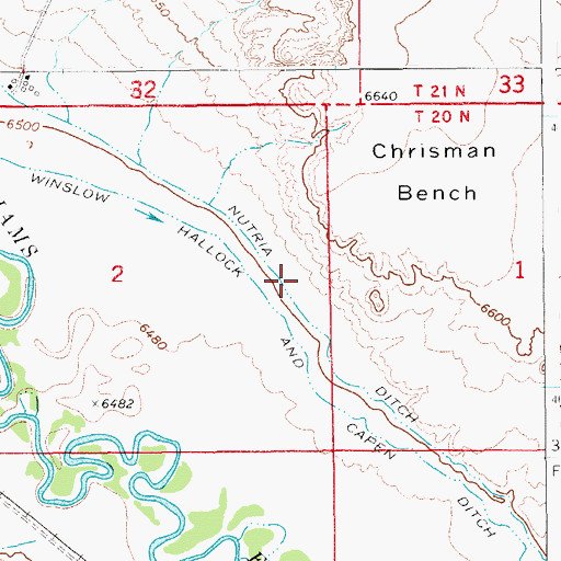 Topographic Map of Nutria Ditch, WY