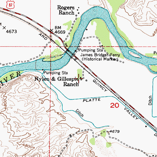 Topographic Map of Nylen and Gillespie Ranch, WY