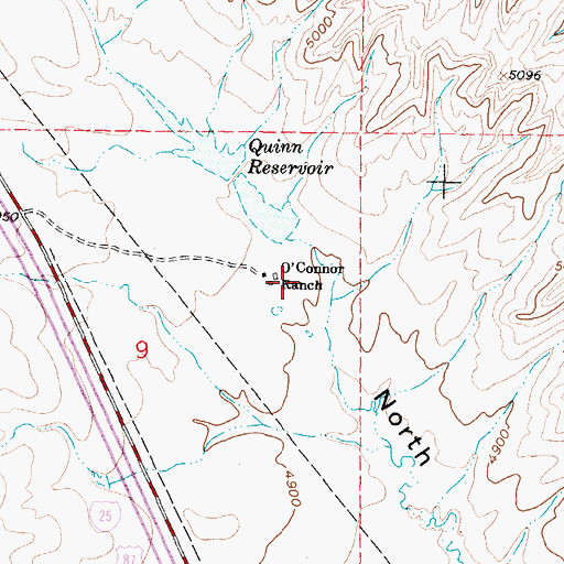 Topographic Map of O'Conner Ranch, WY