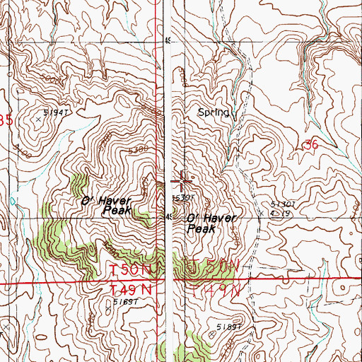 Topographic Map of O'Haver Peak, WY