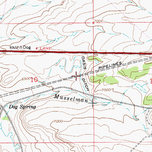 Topographic Map of Oasis Ditch, WY