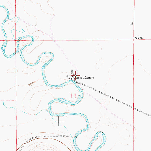 Topographic Map of Oasis Ranch, WY