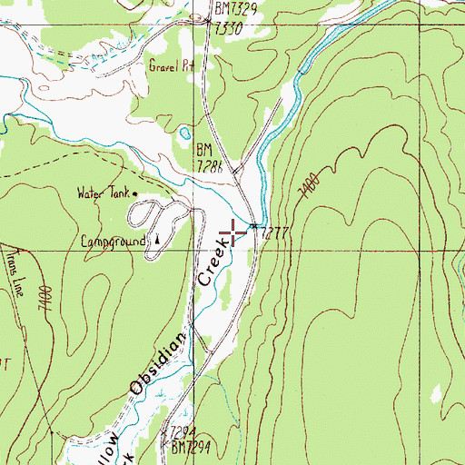Topographic Map of Obsidian Creek, WY