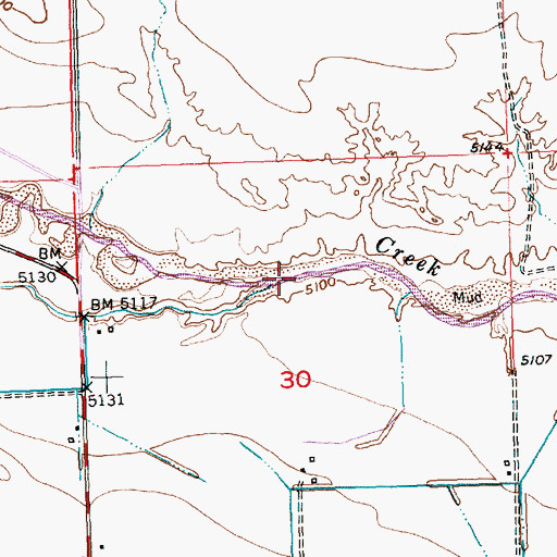 Topographic Map of Ocean Drain, WY