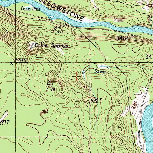 Topographic Map of Ochre Springs, WY